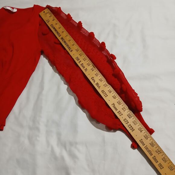 No Boundaries L(11/13) Red 3D-Sheer-Long-Sleeved Ribbed Sweater Christmas Junior - Picture 14 of 16